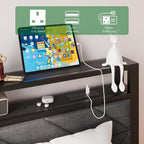 Upholstered Floating Bed Frame Storage Headboard