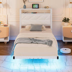 Upholstered Floating Bed Frame Storage Headboard