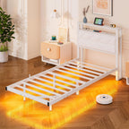 Upholstered Floating Bed Frame Storage Headboard