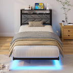 Upholstered Floating Bed Frame Storage Headboard