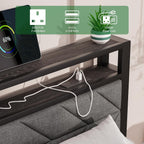 Upholstered Floating Bed Frame Storage Headboard