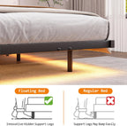 Upholstered Floating Bed Frame Storage Headboard