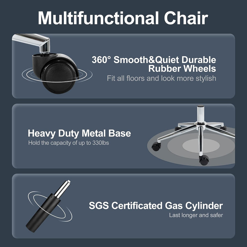 Upholstered Home Office Desk Chairs with Adjustable Swivel