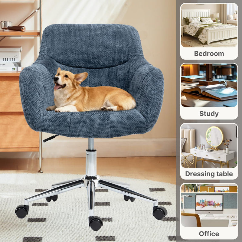 Upholstered Home Office Desk Chairs with Adjustable Swivel