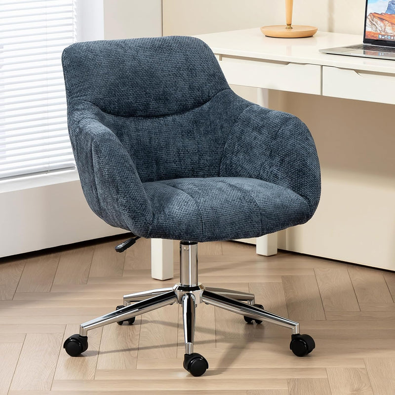 Upholstered Home Office Desk Chairs with Adjustable Swivel