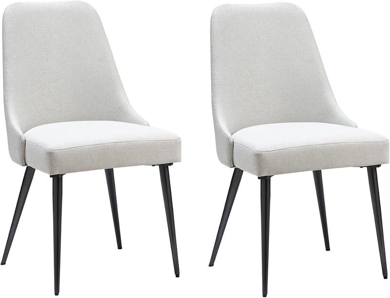 Upholstered Kitchen Dining Chairs Modern Comfy Linen Padded (Set of 2)