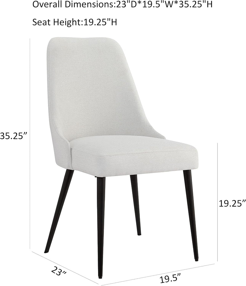 Upholstered Kitchen Dining Chairs Modern Comfy Linen Padded (Set of 2)