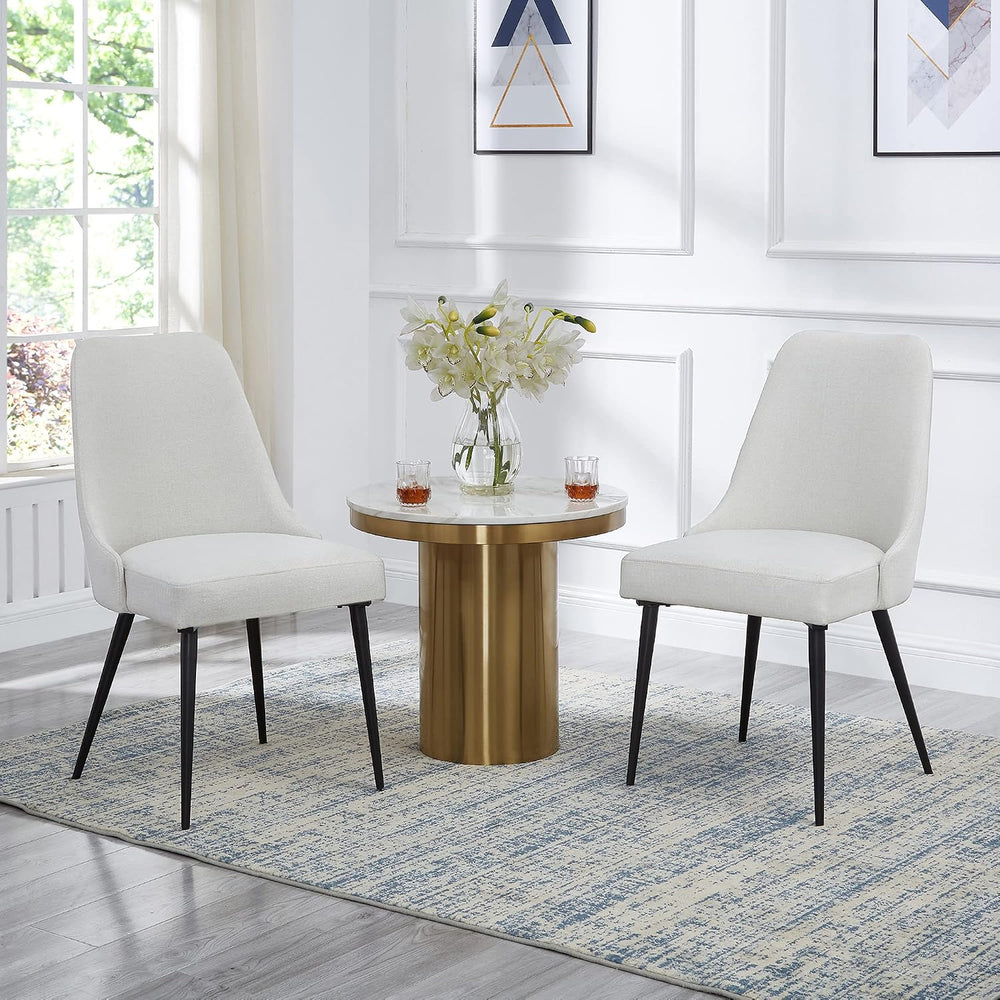 Upholstered Kitchen Dining Chairs Modern Comfy Linen Padded (Set of 2)