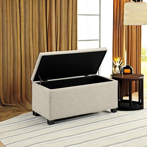 Rectangular Padded Upholstered Entryway Bench with Storage