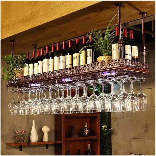Upside Down Wine Rack Simple Style Iron Hanging