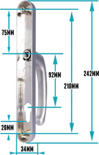 Upvc Door Handles Lever Lever 92MM Pz 210MM