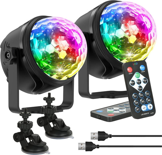 USB Disco Ball Lights for Parties Rotating Dj (Set of 2)
