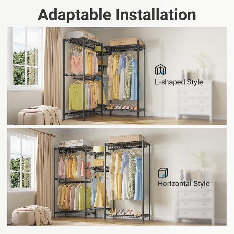 V6 Heavy Duty Clothes Rail with Adjustable Shelves