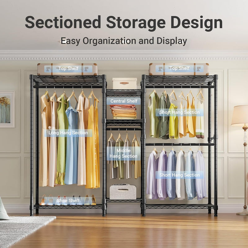 V6 Heavy Duty Clothes Rail with Adjustable Shelves