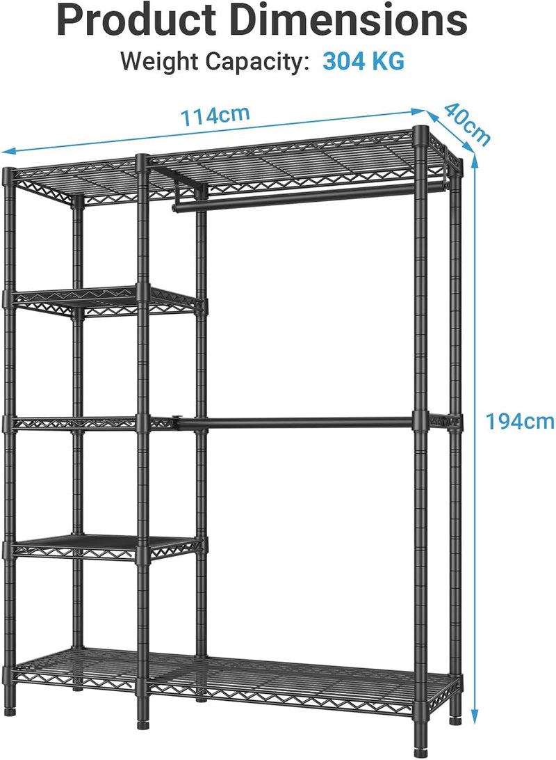 V7 Heavy Duty Clothes Rail for Hanging 5‑tier