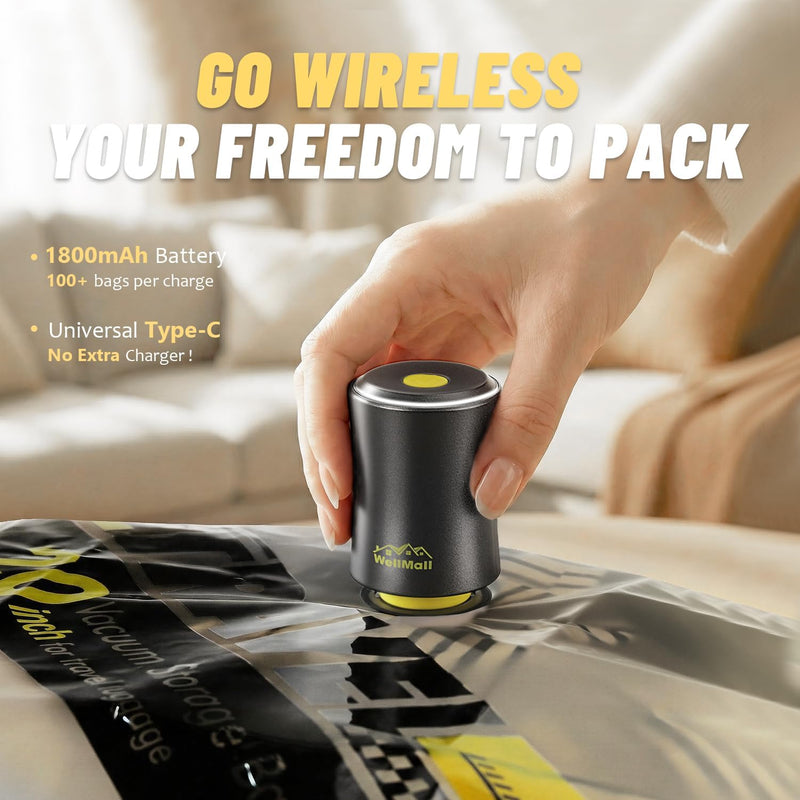 Vacuum Storage Bags with Cordless Pump Rechargeable Wireless (25 Pack)