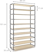 Valentin Shoe Rack Storage Unit 161x88x30CM Fabric (Set of 1)