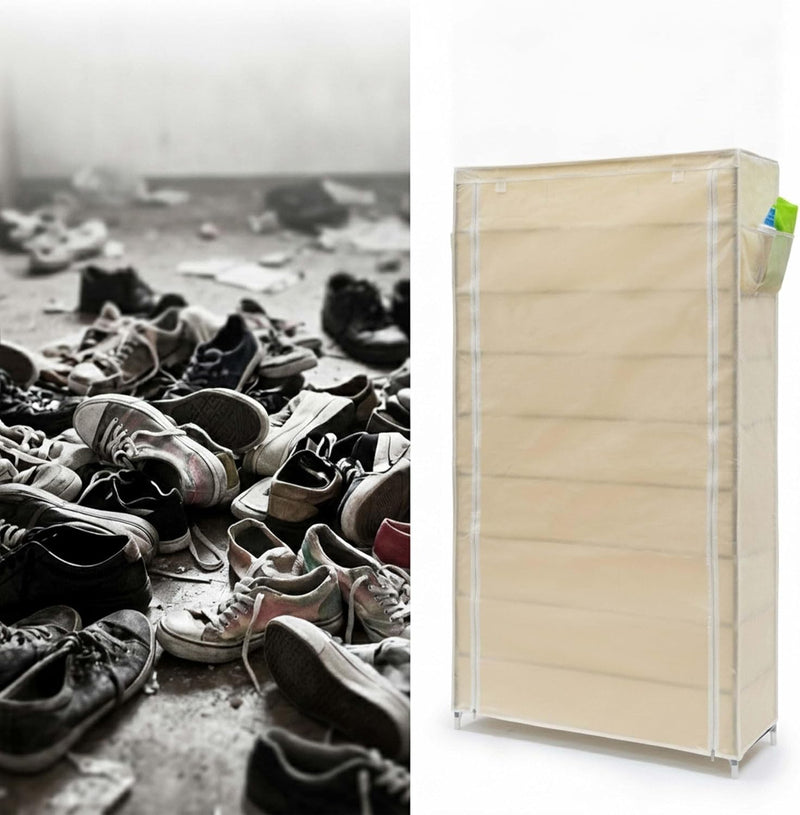 Valentin Shoe Rack Storage Unit 161x88x30CM Fabric (Set of 1)