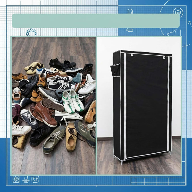 Valentin Shoe Rack Storage Unit 161x88x30CM Fabric (Set of 1)