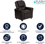 Vana Contemporary Leathersoft Kids Recliner with Cup Holder
