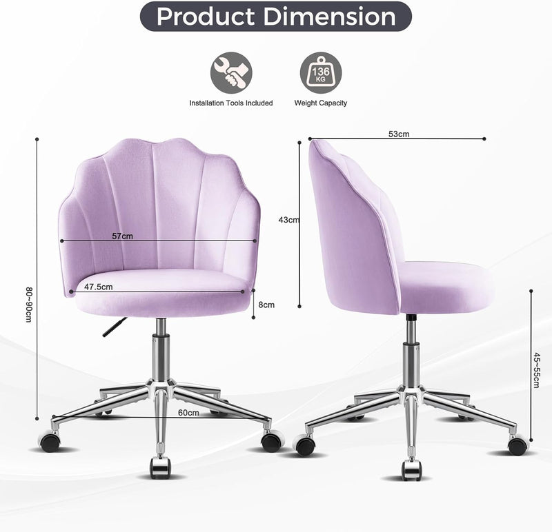 Vanity Chair for Dressing Table with Wheels Comfy