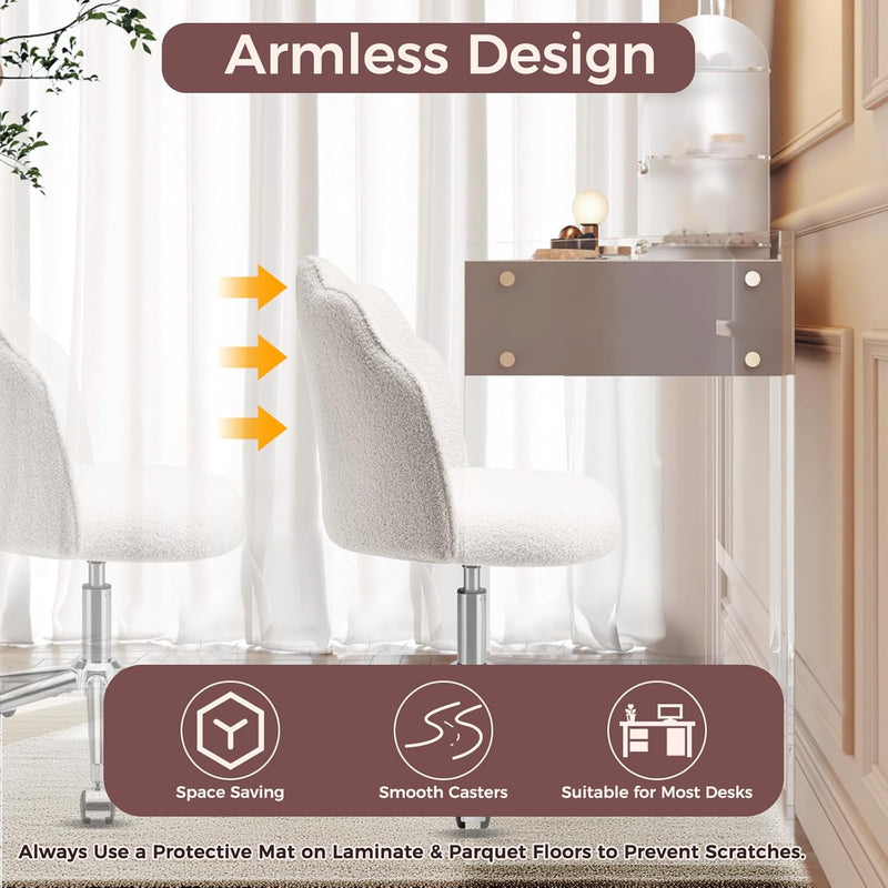 Vanity Chair for Dressing Table with Wheels Comfy