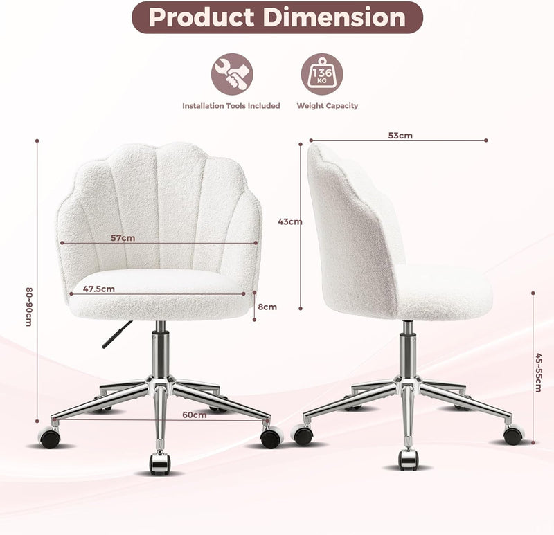 Vanity Chair for Dressing Table with Wheels Comfy