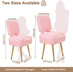 Vanity Chair with Stroage Sherpa Fleece Dressing Table