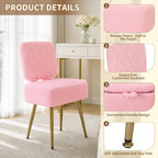 Vanity Chair with Stroage Sherpa Fleece Dressing Table