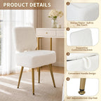 Vanity Chair with Stroage Sherpa Fleece Dressing Table