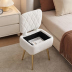Vanity Chair with Stroage Sherpa Fleece Dressing Table
