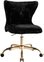 Vanity Chair with Wheels Bow Pillow Fluffy Desk