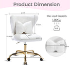 Vanity Chair with Wheels Bow Pillow Fluffy Desk