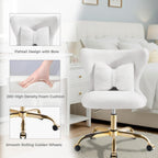 Vanity Chair with Wheels Bow Pillow Fluffy Desk