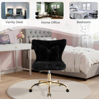 Vanity Chair with Wheels Bow Pillow Fluffy Desk