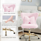 Vanity Chair with Wheels Bow Pillow Girl's Office