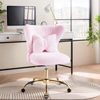 Vanity Chair with Wheels Bow Pillow Girl's Office