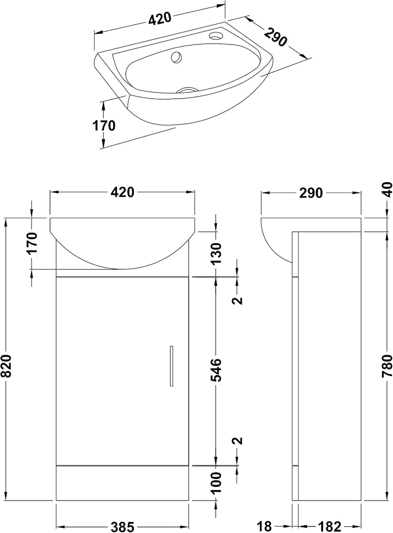 Vanity Unit with Basin Floor Standing Soft Close