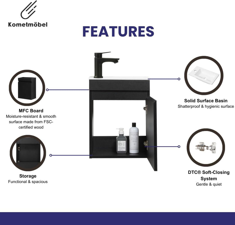 Vanity Unit with Wash Basin Bathroom Wall