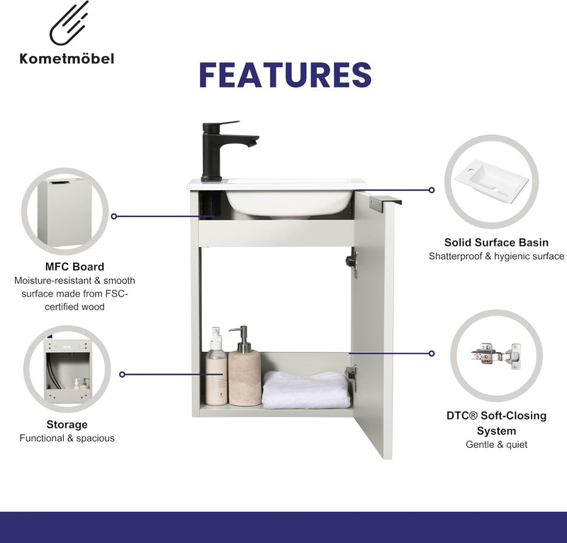 Vanity Unit with Wash Basin Bathroom Wall