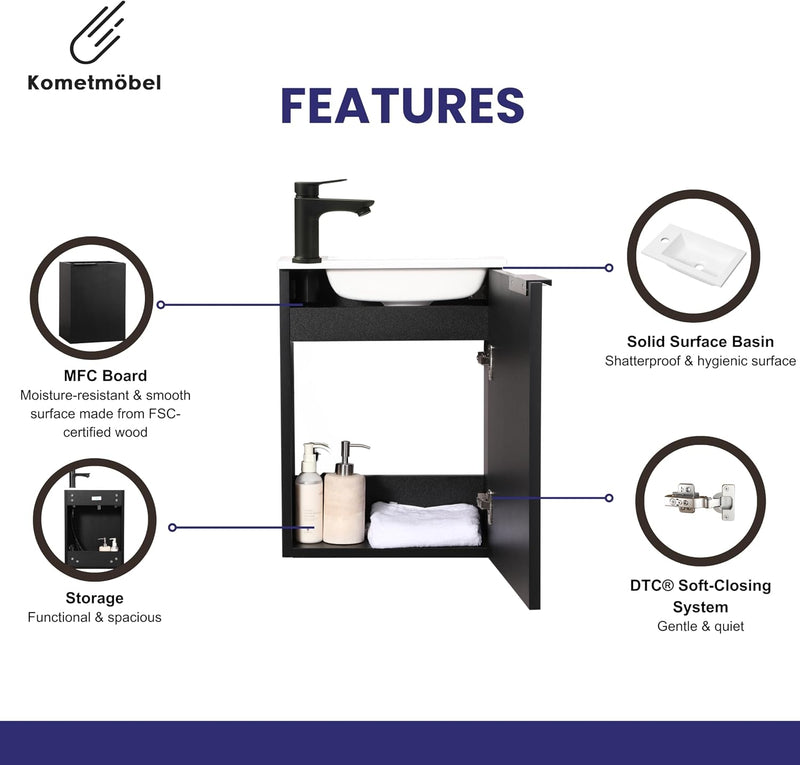 Vanity Unit with Wash Basin Bathroom Wall