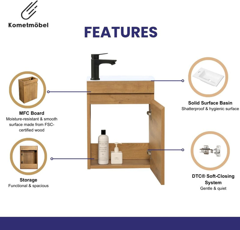 Vanity Unit with Wash Basin Bathroom Wall