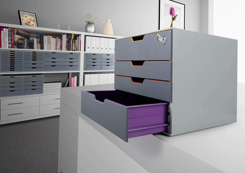 Varicolor 4 Lockable Drawer Unit Desktop Set
