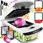 Vegetable Chopper Spiraliser 4 Stainless Steel Blades Dicer