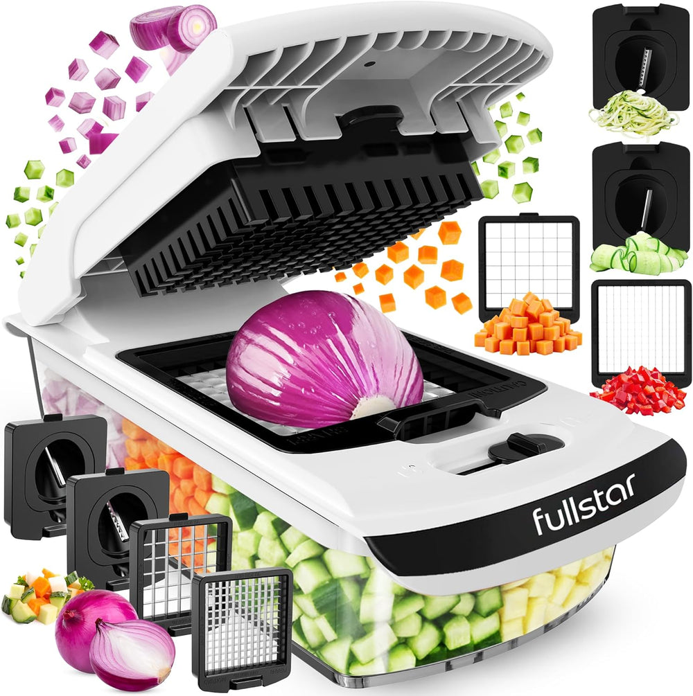 Vegetable Chopper Spiraliser 4 Stainless Steel Blades Dicer