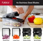 Vegetable Chopper Spiraliser 4 Stainless Steel Blades Dicer