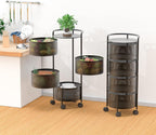 Vegetable Storage Tower Unit 4-Tier Metal Rotating Shelves