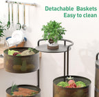 Vegetable Storage Tower Unit 4-Tier Metal Rotating Shelves