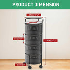 Vegetable Storage Tower Unit 4-Tier Metal Rotating Shelves