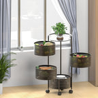 Vegetable Storage Tower Unit 4-Tier Metal Rotating Shelves